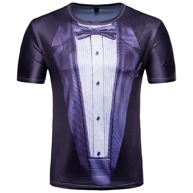 Men's 3D Short-sleeved T-shirt Suit Printing Dress Suit T-shirt Casual